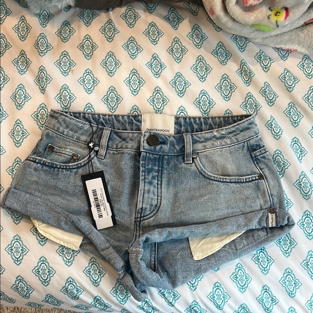 One Teaspoon Bandits Low Waist Denim Shorts - Salty Dog Blue